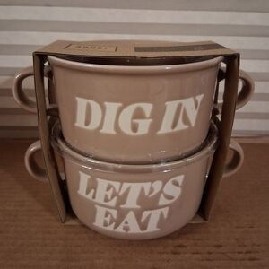 Set of 2 Tan Ceramic Mugs